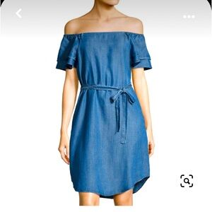 Chelsea & Theodore Off-The-Shoulder Denim-Style Chambray Dress Sz XL